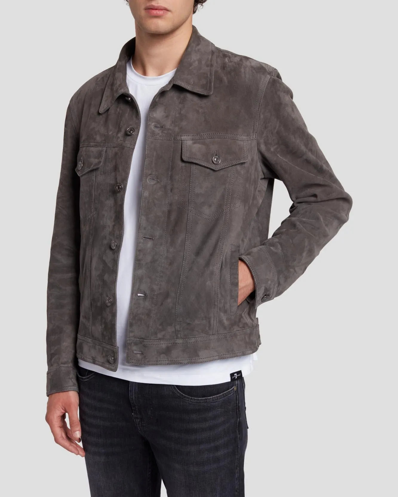 Suede Western Jacket in Dusty Grey sold by 7 For All Mankind product image thumbnail 5