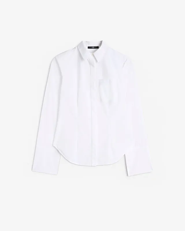 Poplin Fitted Shirt in White sold by 7 For All Mankind