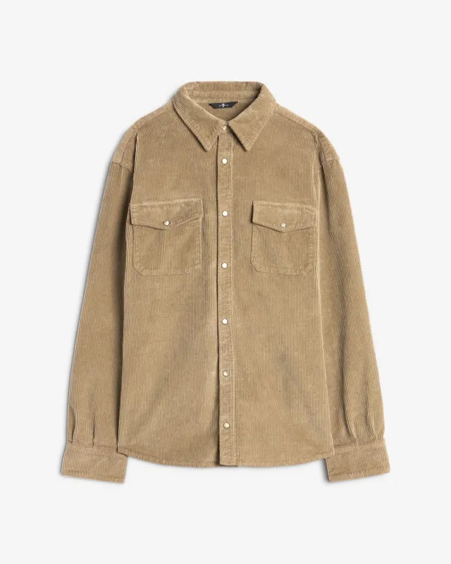 Corduroy Overshirt In Silver Mink sold by 7 For All Mankind