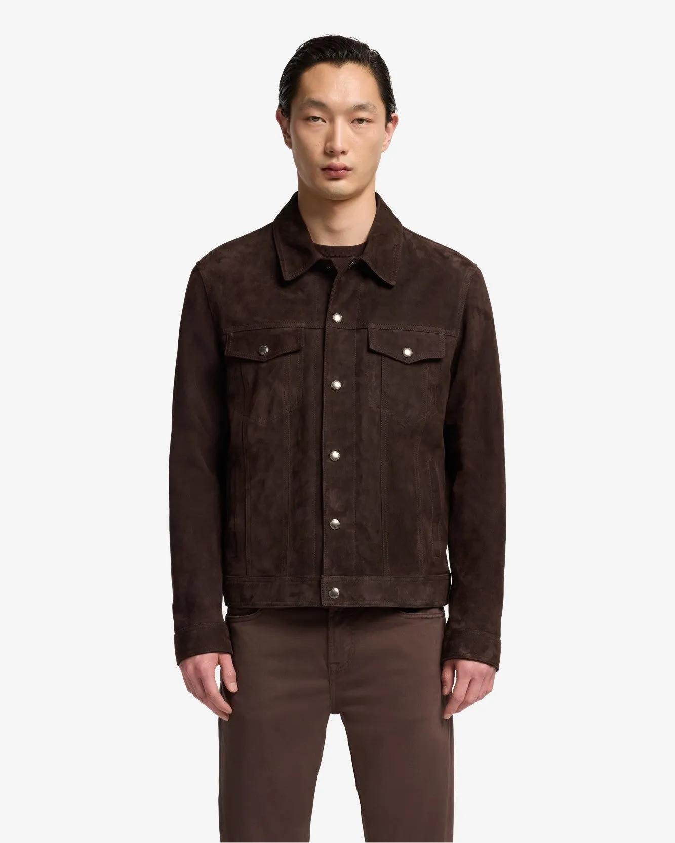 Suede Trucker Jacket In Coffee Bean sold by 7 For All Mankind product image thumbnail 2