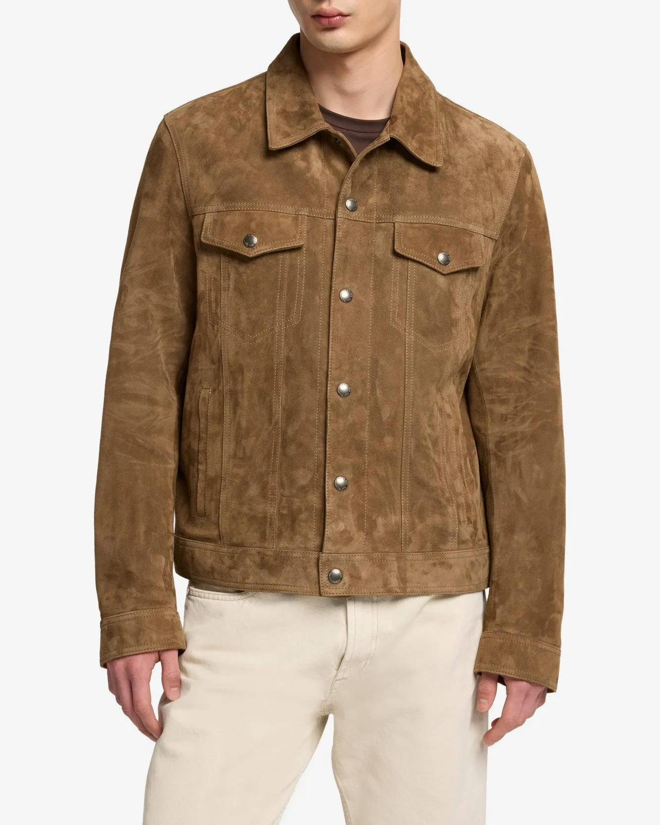 Suede Trucker Jacket In Chestnut sold by 7 For All Mankind product image thumbnail 4