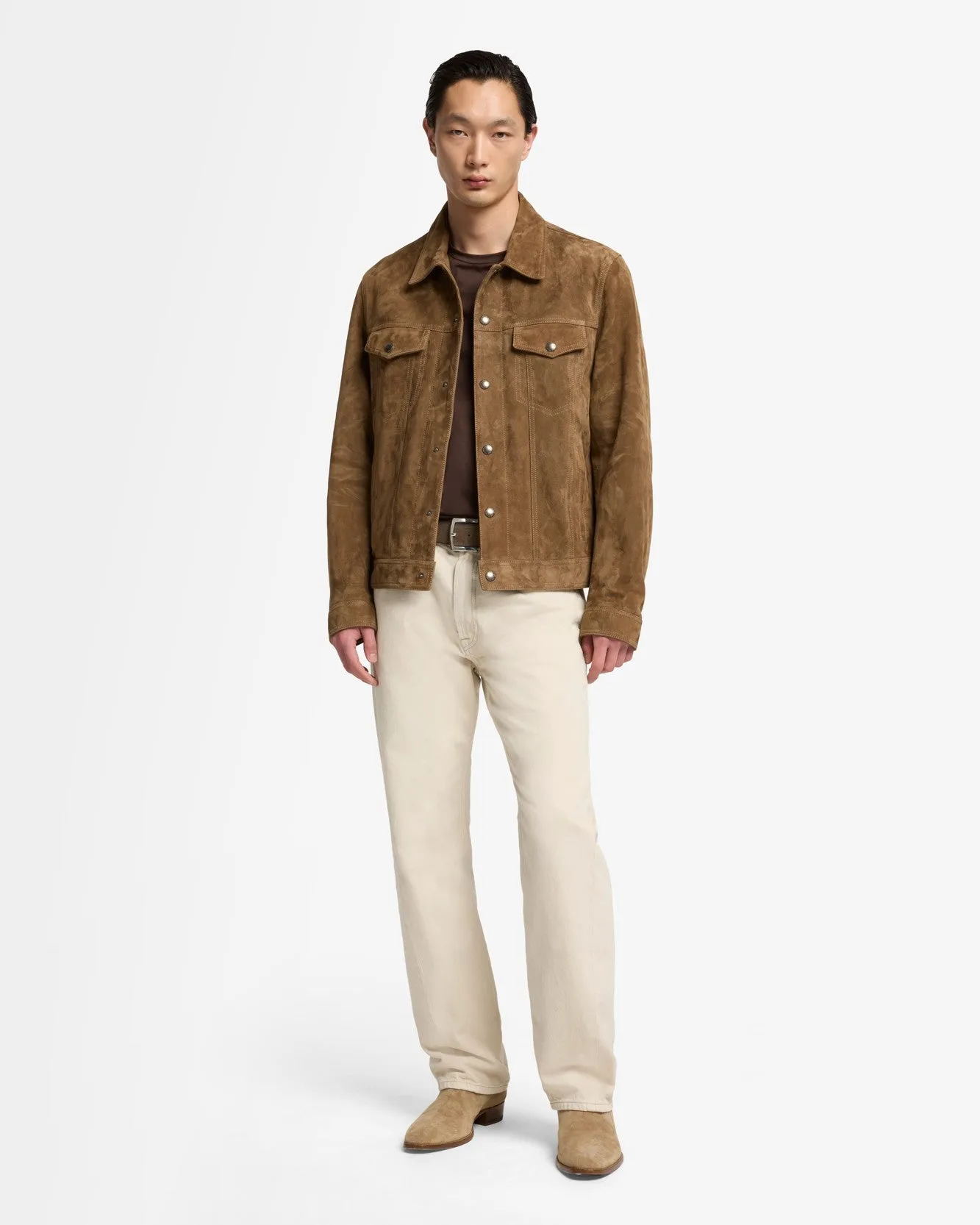 Suede Trucker Jacket In Chestnut sold by 7 For All Mankind product image thumbnail 3