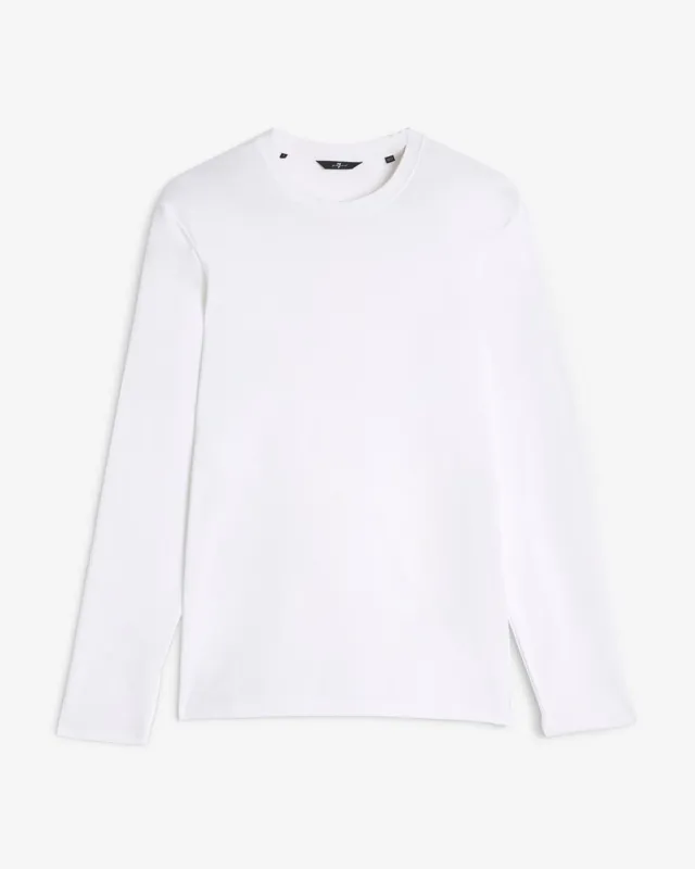 Lyocell Crewneck Long Sleeve Tee in White sold by 7 For All Mankind