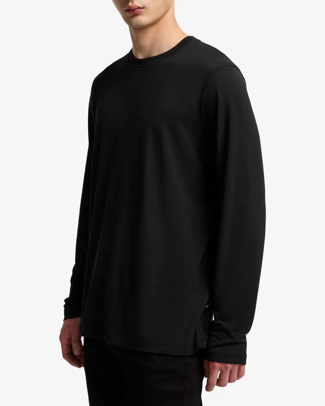 Lyocell Crewneck Long Sleeve Tee in Black sold by 7 For All Mankind product image thumbnail 4