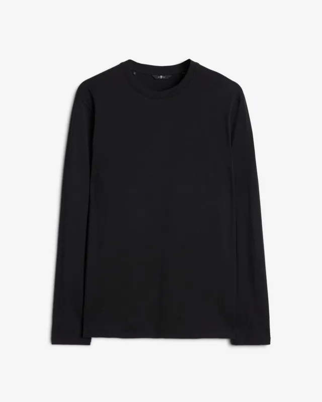 Lyocell Crewneck Long Sleeve Tee in Black sold by 7 For All Mankind
