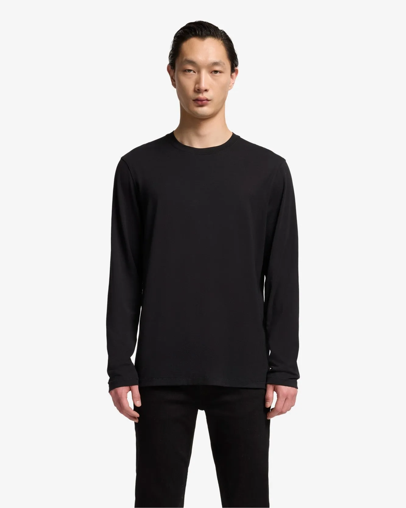 Lyocell Crewneck Long Sleeve Tee in Black sold by 7 For All Mankind product image thumbnail 2