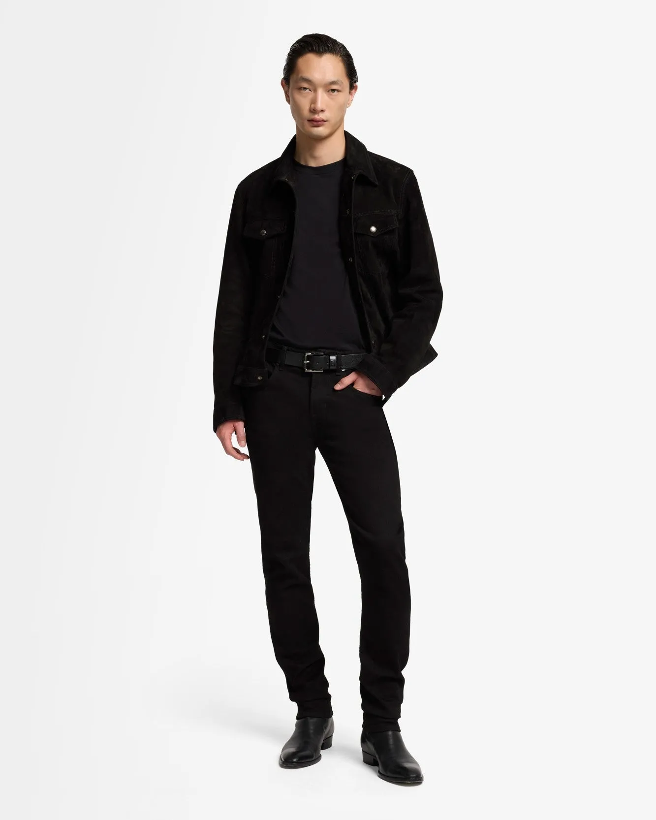 Lyocell Crewneck Long Sleeve Tee in Black sold by 7 For All Mankind product image thumbnail 3
