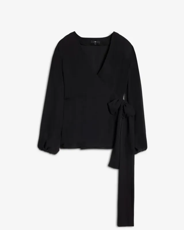Silk Wrap Blouse in Black sold by 7 For All Mankind