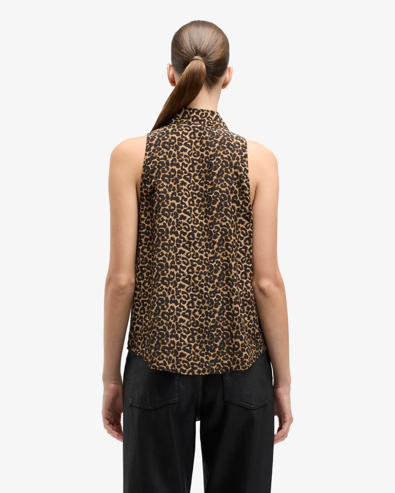 Sleeveless Silk Button Down in Leo sold by 7 For All Mankind product image thumbnail 5
