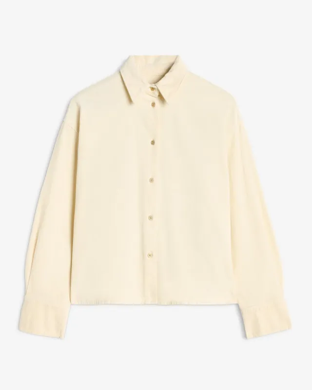 Corduroy Nina Cropped Shirt in Eggshell sold by 7 For All Mankind