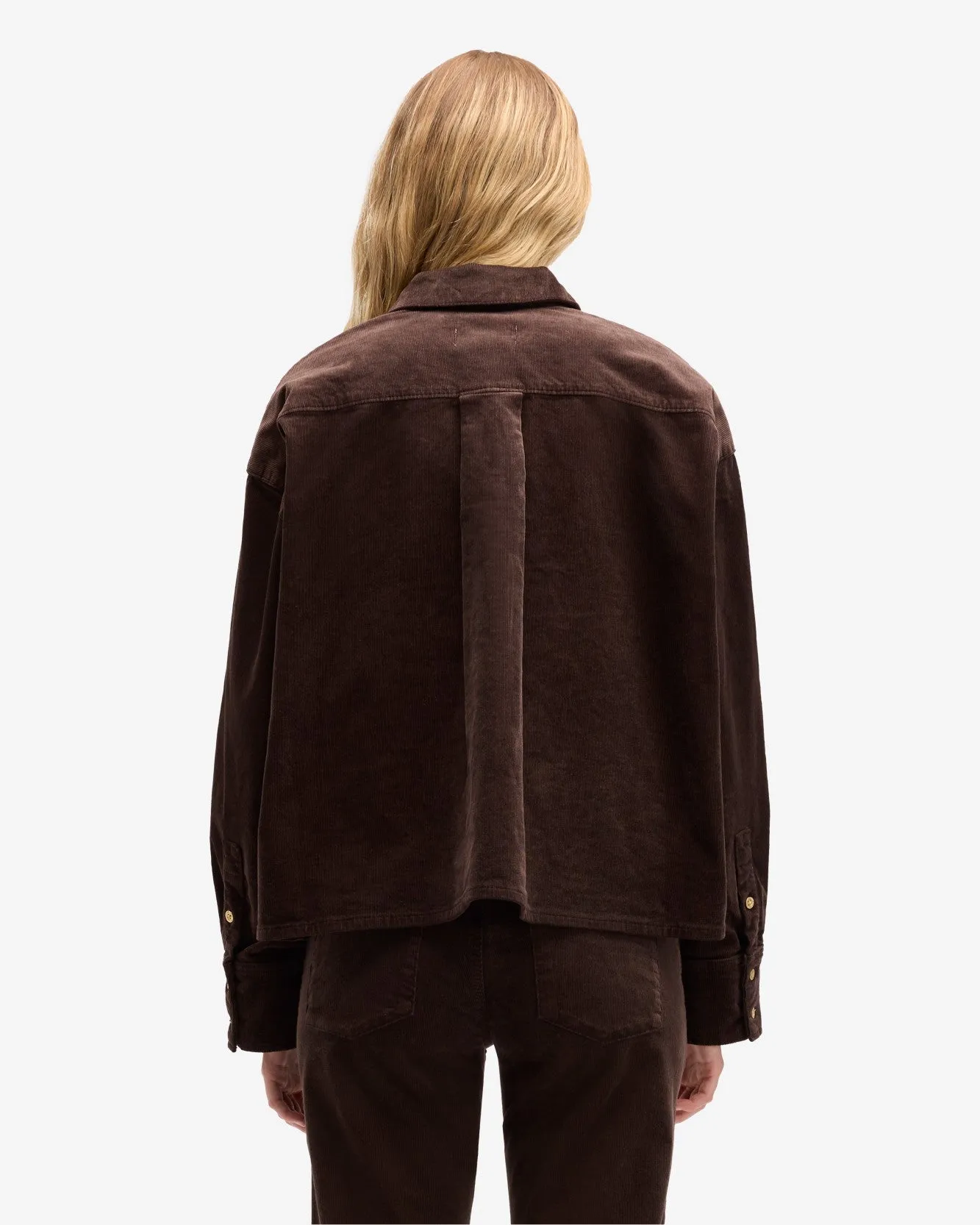 Corduroy Nina Cropped Shirt in Coffee Bean sold by 7 For All Mankind product image thumbnail 5