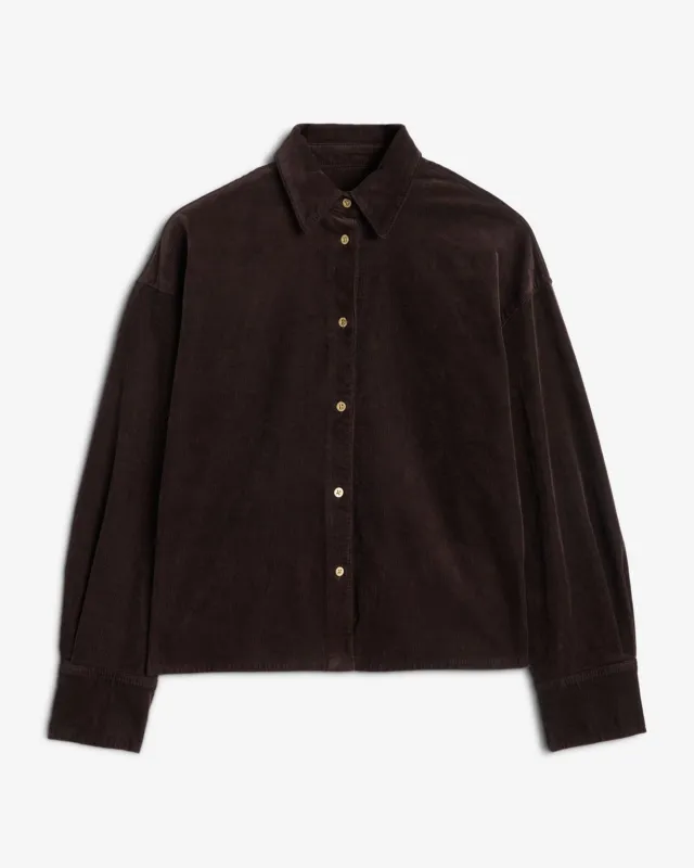 Corduroy Nina Cropped Shirt in Coffee Bean sold by 7 For All Mankind