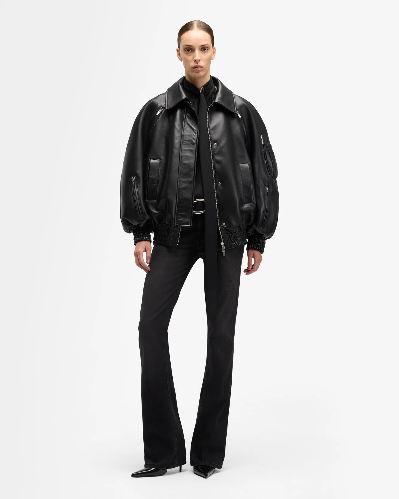 Leather Bomber Jacket in Black sold by 7 For All Mankind product image thumbnail 3