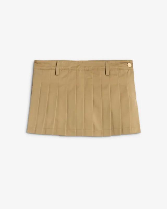 Comfort Twill Pleated Mini Skirt in Sand Storm sold by 7 For All Mankind