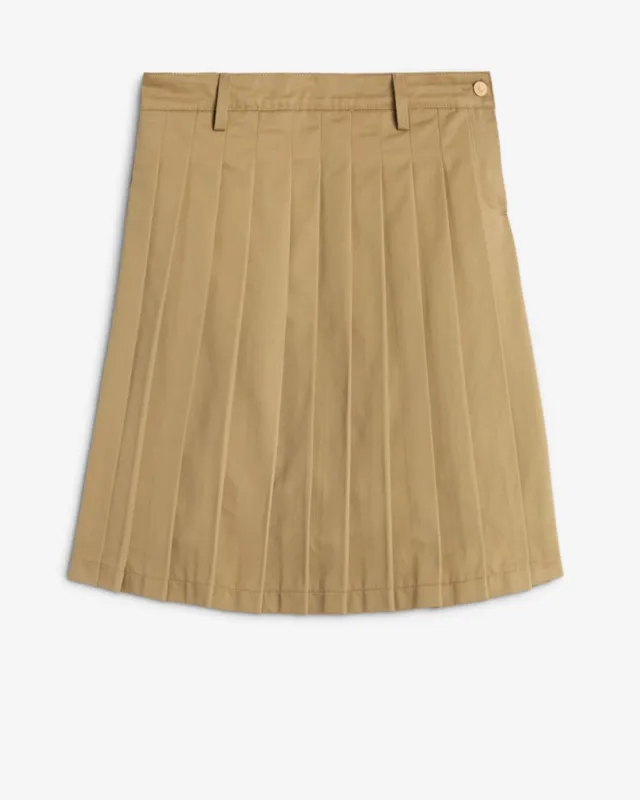 Comfort Twill Pleated Midi Skirt in Sand Storm sold by 7 For All Mankind