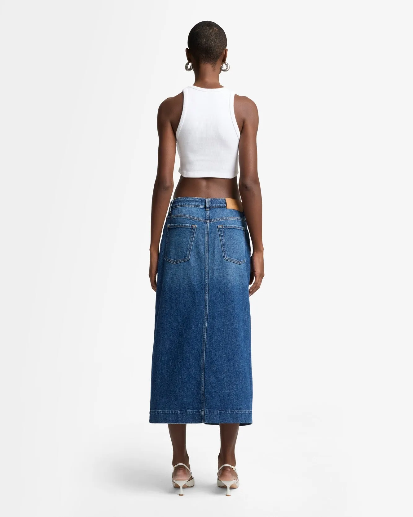 Amber Denim Midi Skirt in Artifact sold by 7 For All Mankind product image thumbnail 5