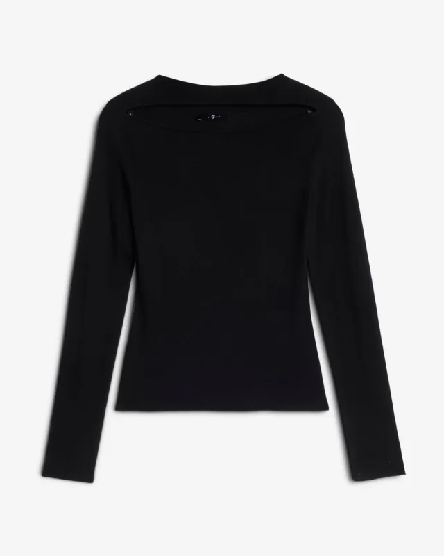 Cashmere Blend Cutout Sweater in Black sold by 7 For All Mankind