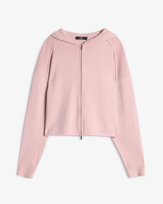 Cashmere Zipper Hoodie in Soft Pink sold by 7 For All Mankind
