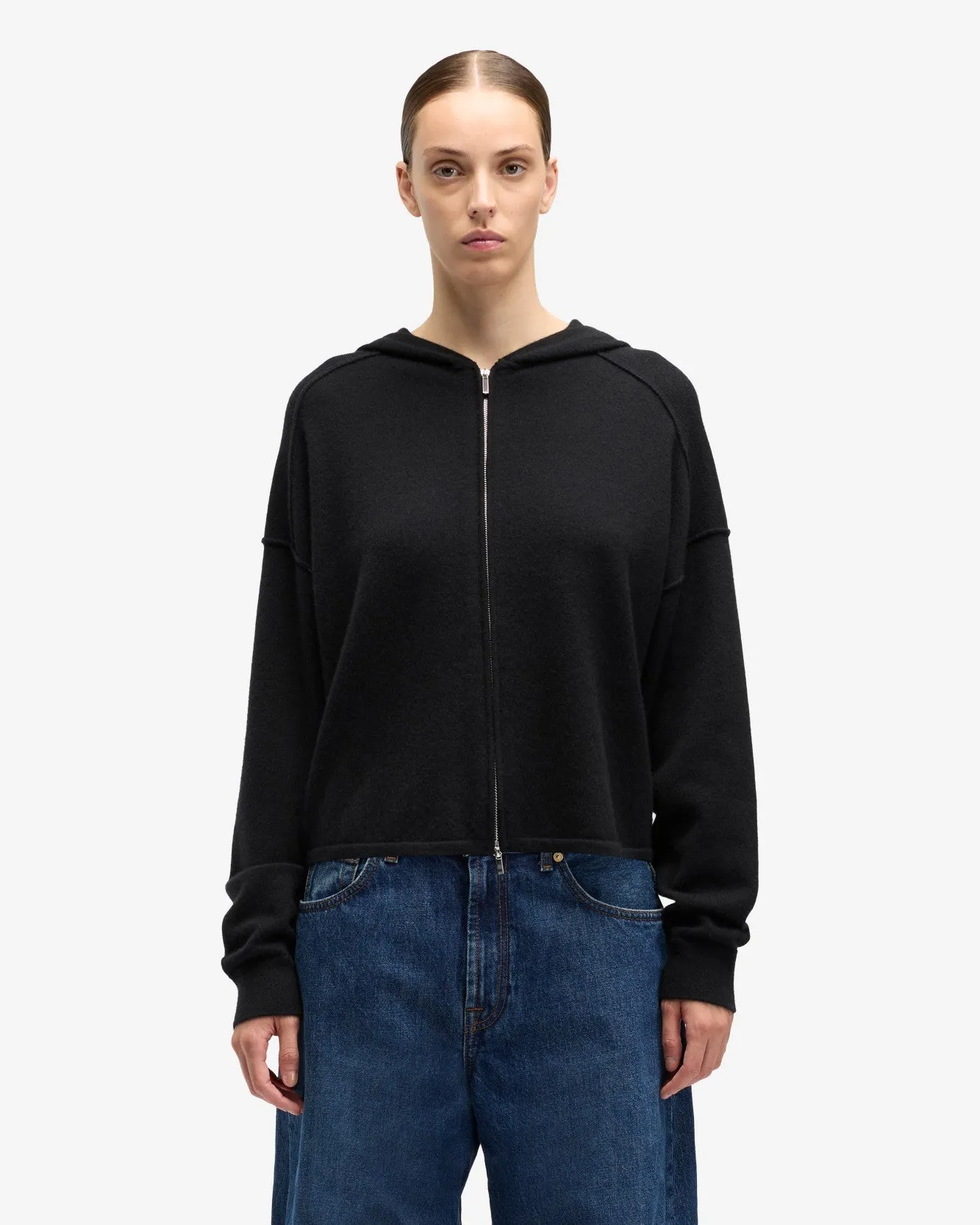Cashmere Zipper Hoodie in Coal sold by 7 For All Mankind product image thumbnail 2