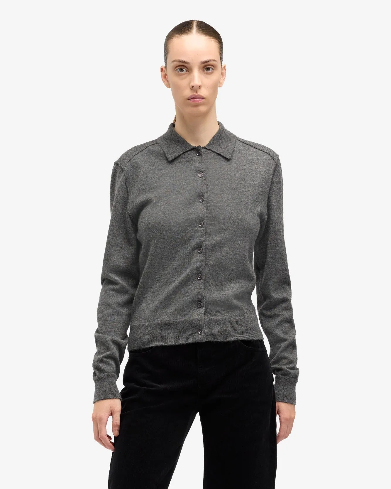 Cashmere Polo Cardigan in Korat sold by 7 For All Mankind product image thumbnail 2