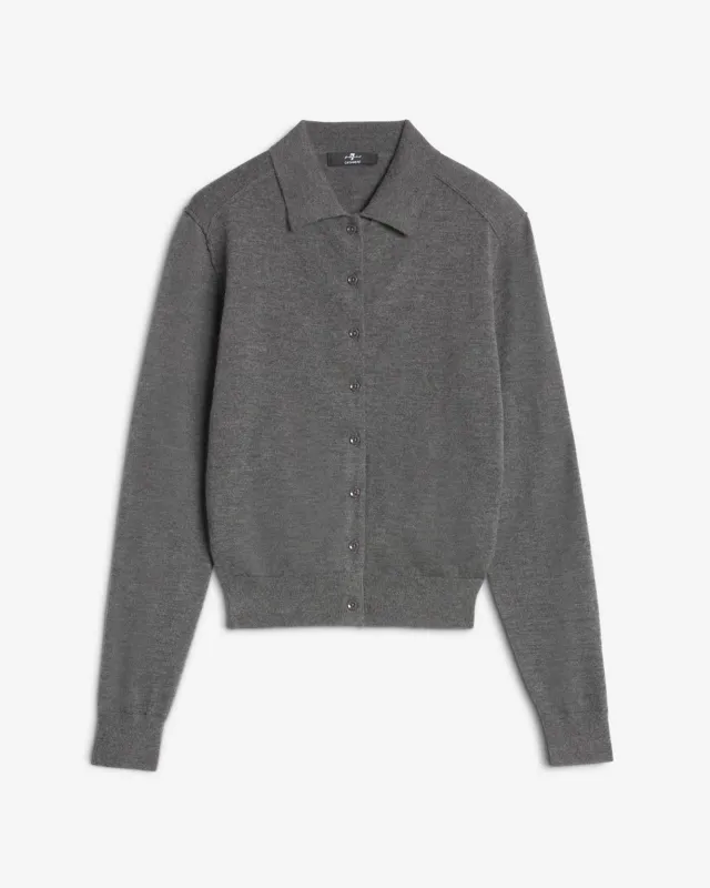 Cashmere Polo Cardigan in Korat sold by 7 For All Mankind