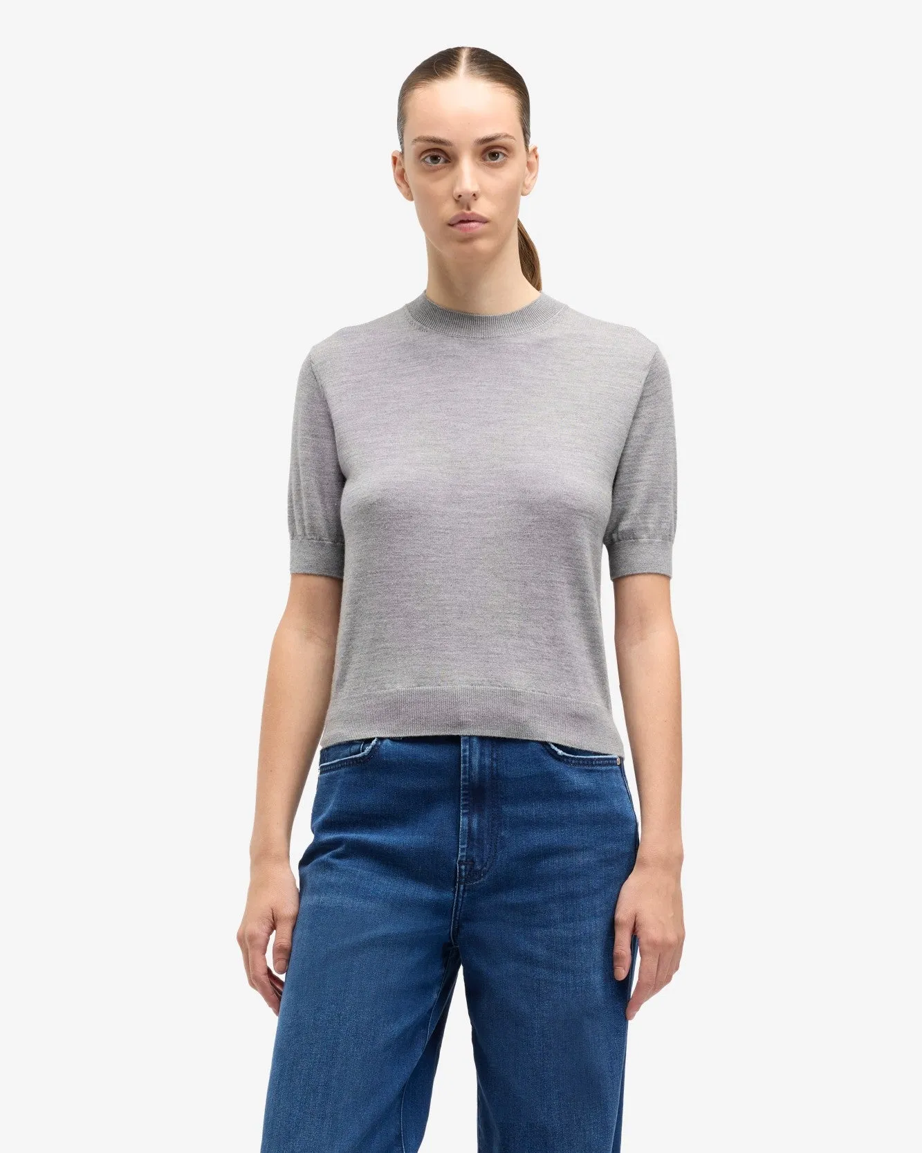 Wool Short Sleeve Sweater in Slate sold by 7 For All Mankind product image thumbnail 2