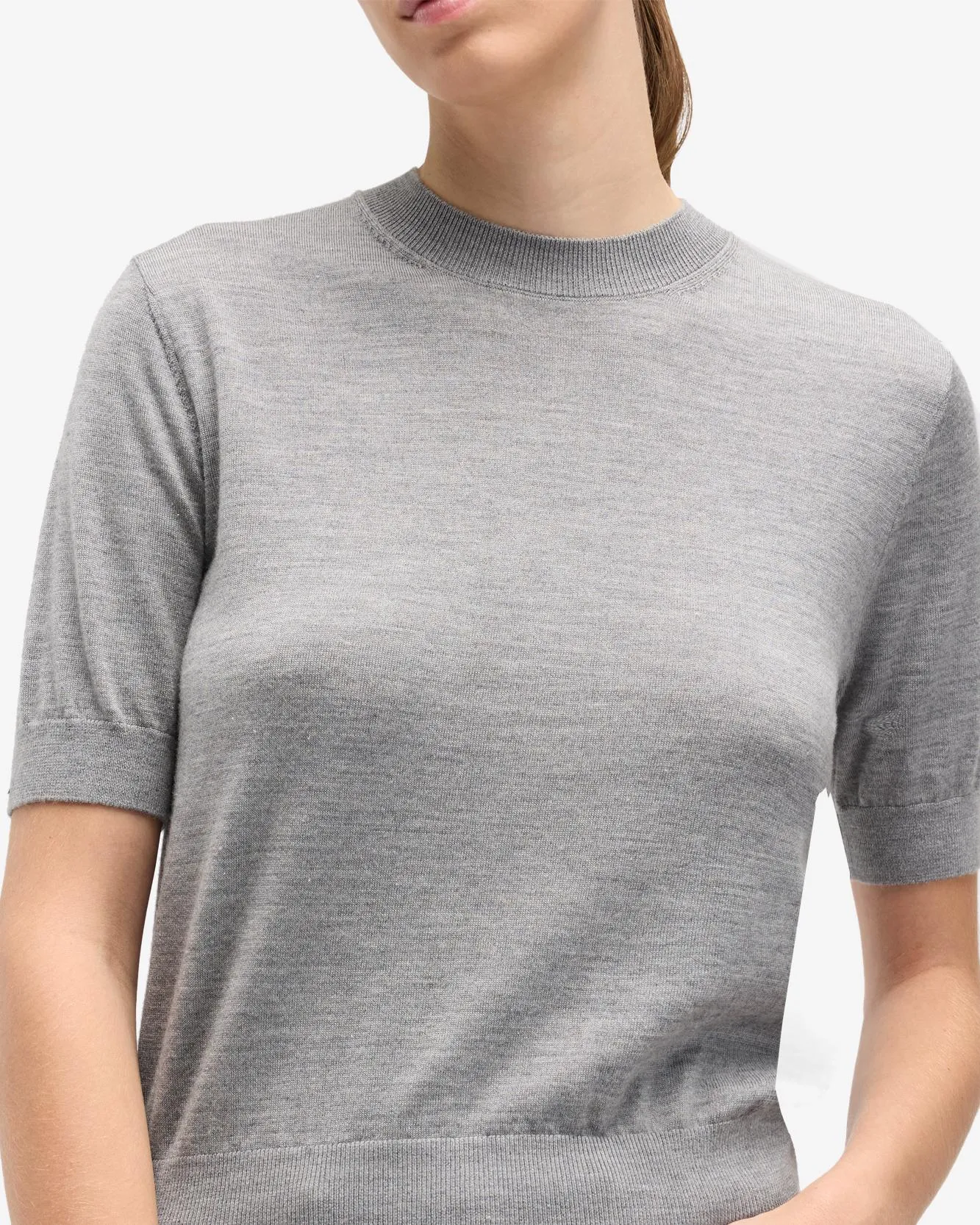 Wool Short Sleeve Sweater in Slate sold by 7 For All Mankind product image thumbnail 4