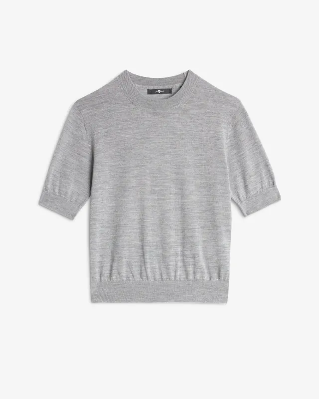 Wool Short Sleeve Sweater in Slate sold by 7 For All Mankind