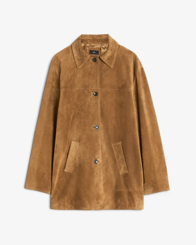 Long Jacket in Suede Tobacco sold by 7 For All Mankind
