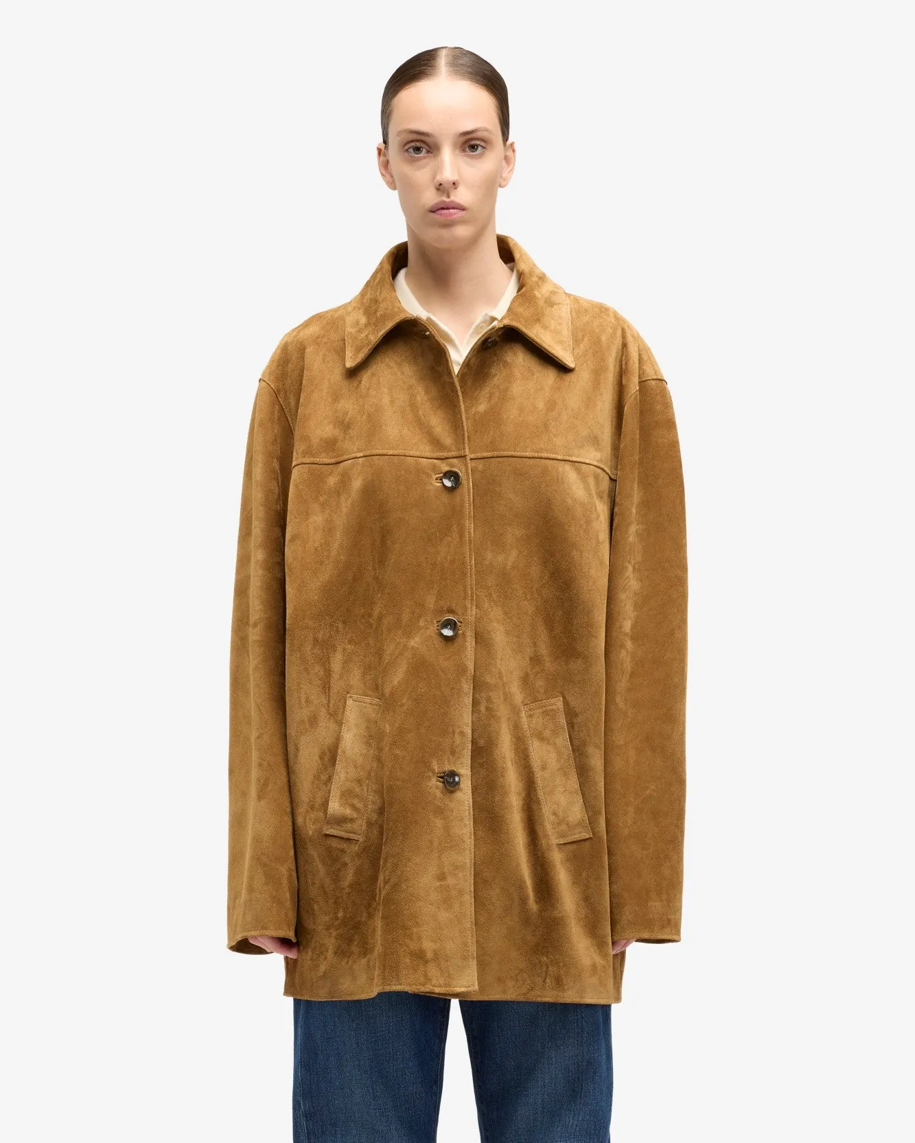 Long Jacket in Suede Tobacco sold by 7 For All Mankind product image thumbnail 2