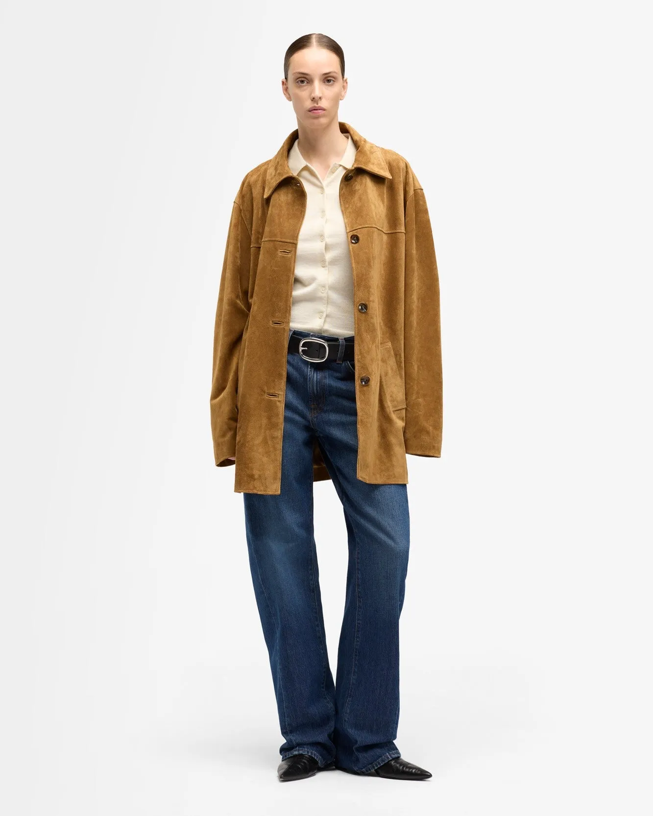 Long Jacket in Suede Tobacco sold by 7 For All Mankind product image thumbnail 3