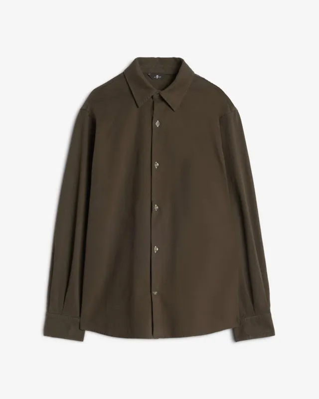 Comfort Twill Button Up Shirt In Dark Olive sold by 7 For All Mankind