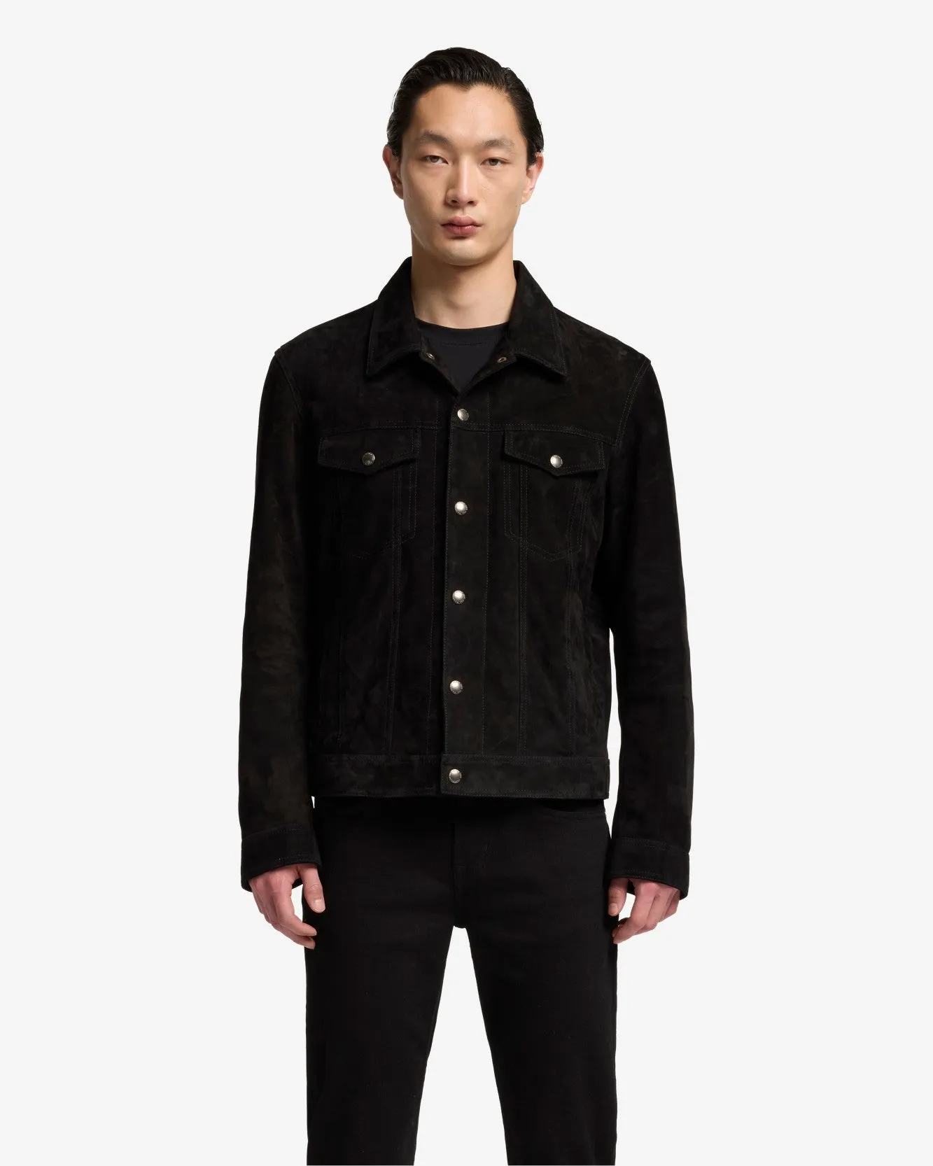 Suede Trucker Jacket In Black sold by 7 For All Mankind product image thumbnail 2