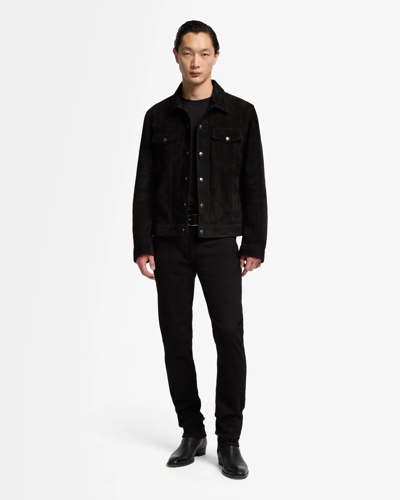 Suede Trucker Jacket In Black sold by 7 For All Mankind product image thumbnail 3
