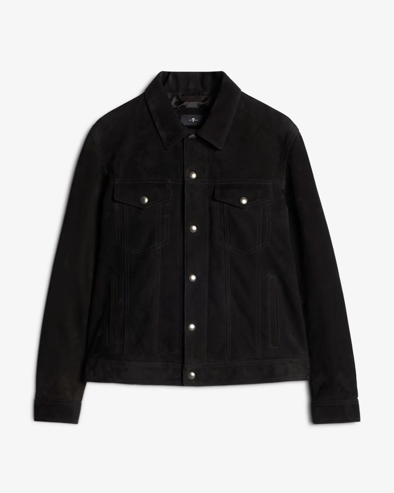 Suede Trucker Jacket In Black sold by 7 For All Mankind