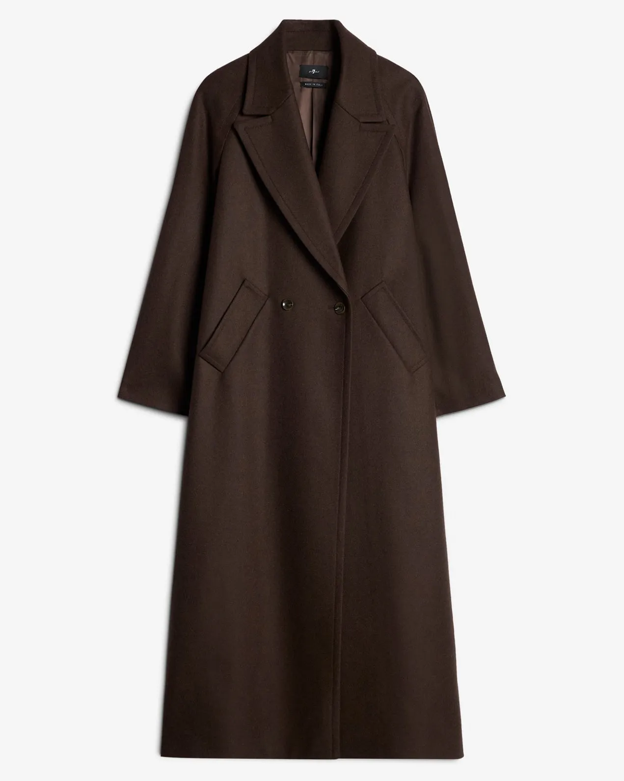 Wool Double Breasted Coat in Brown sold by 7 For All Mankind