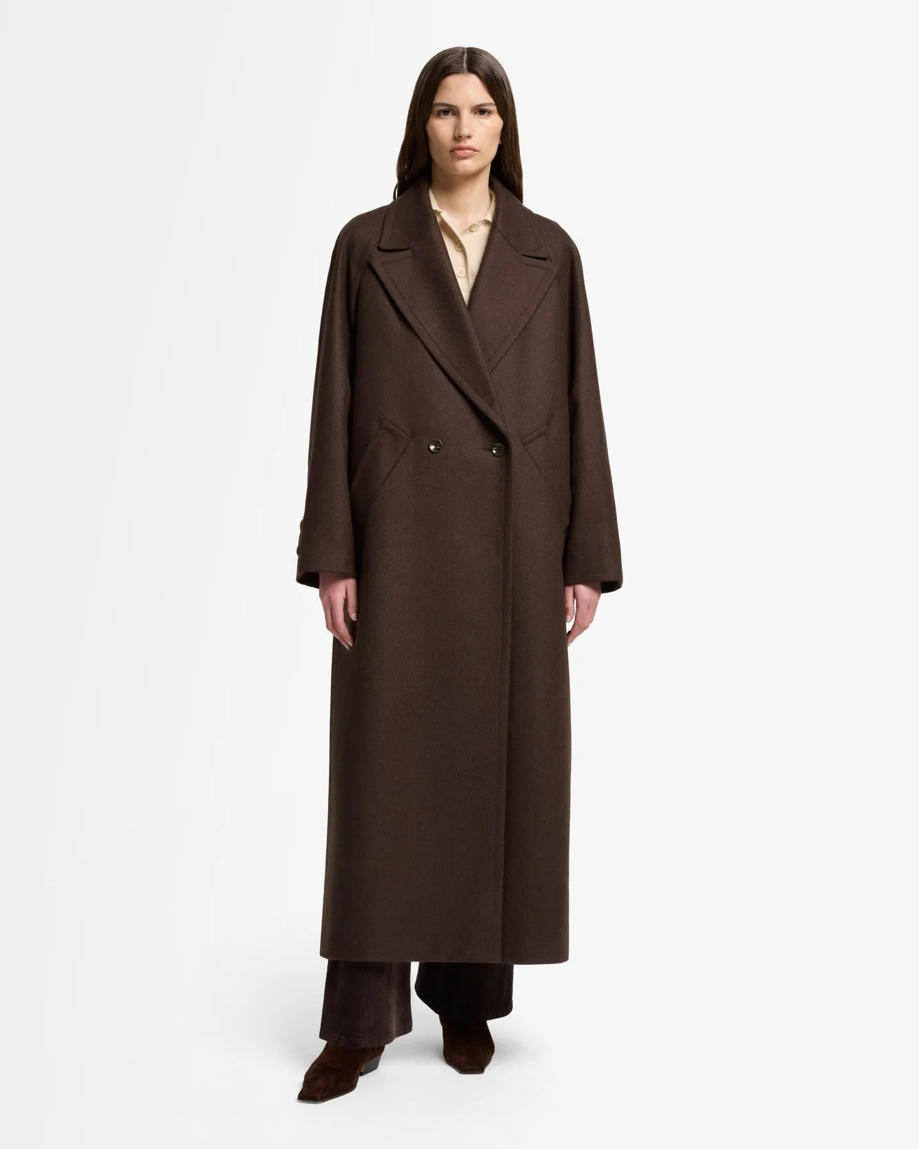 Wool Double Breasted Coat in Brown sold by 7 For All Mankind product image thumbnail 2