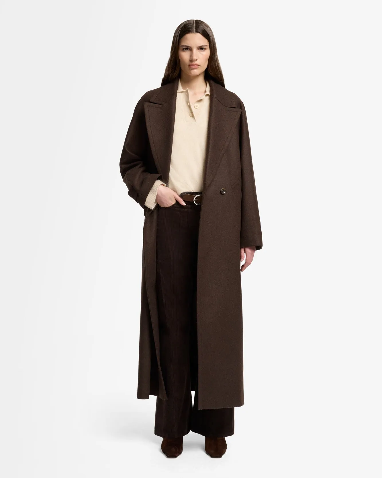 Wool Double Breasted Coat in Brown sold by 7 For All Mankind product image thumbnail 3