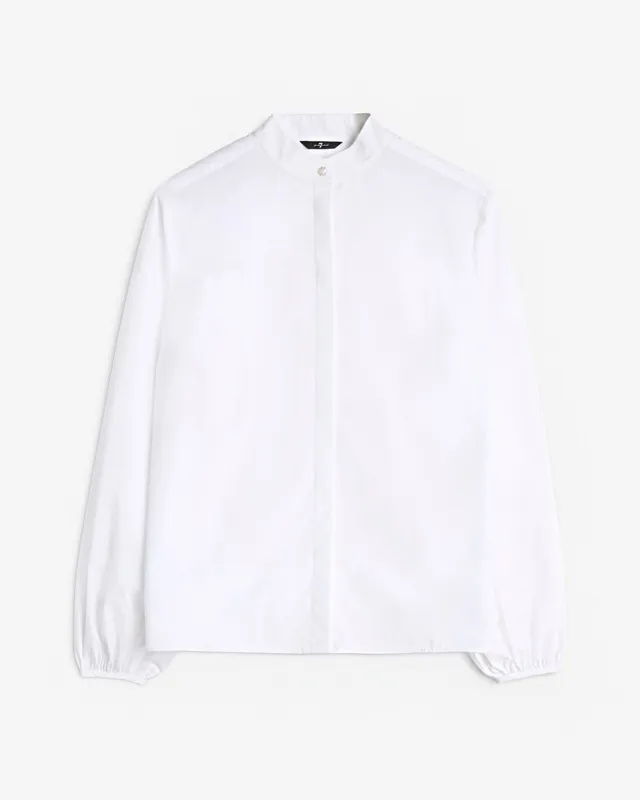 Poplin Balloon Sleeve Shirt in White sold by 7 For All Mankind