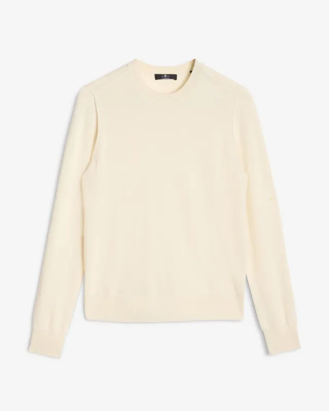 Cashmere Crewneck Sweater in Ice White sold by 7 For All Mankind