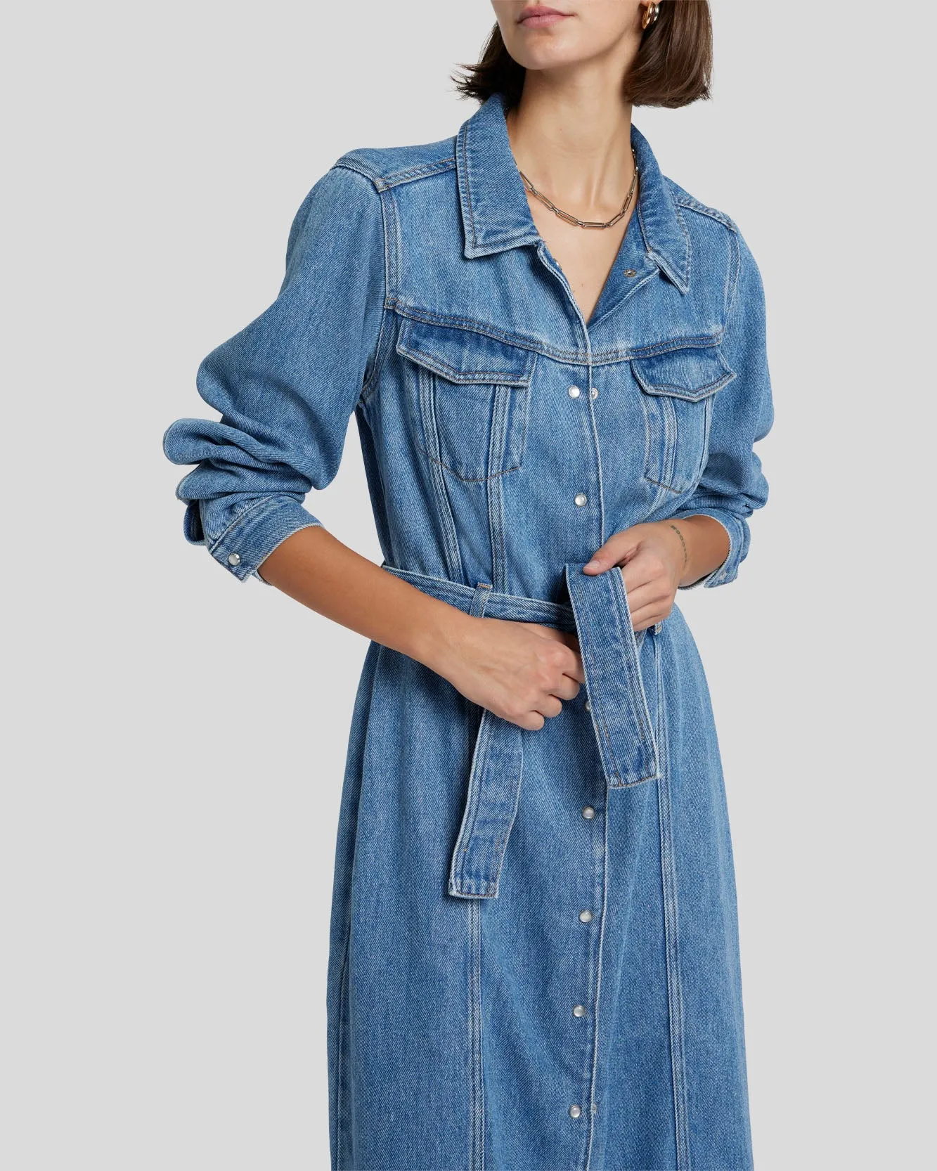Denim Lustre Dress in Valentine sold by 7 For All Mankind product image thumbnail 3