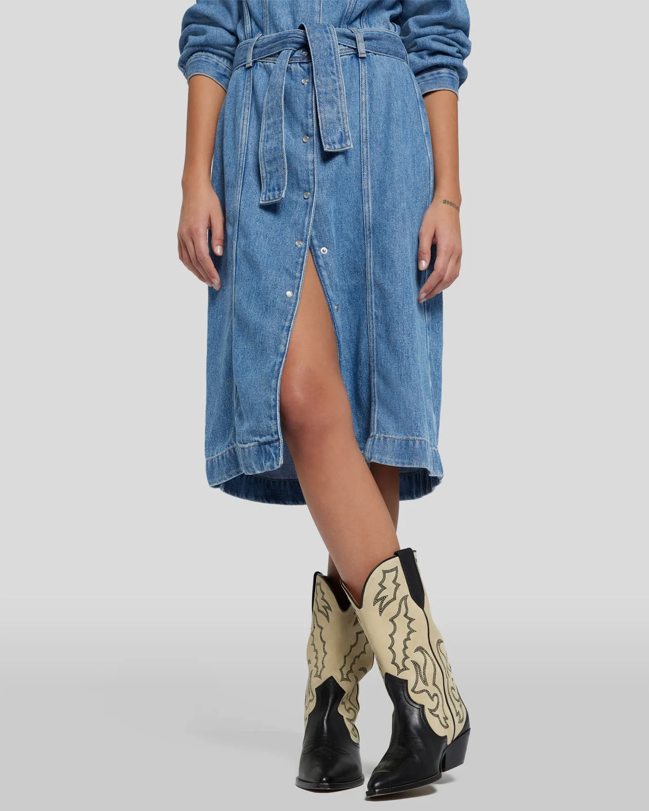 Denim Lustre Dress in Valentine sold by 7 For All Mankind product image thumbnail 5