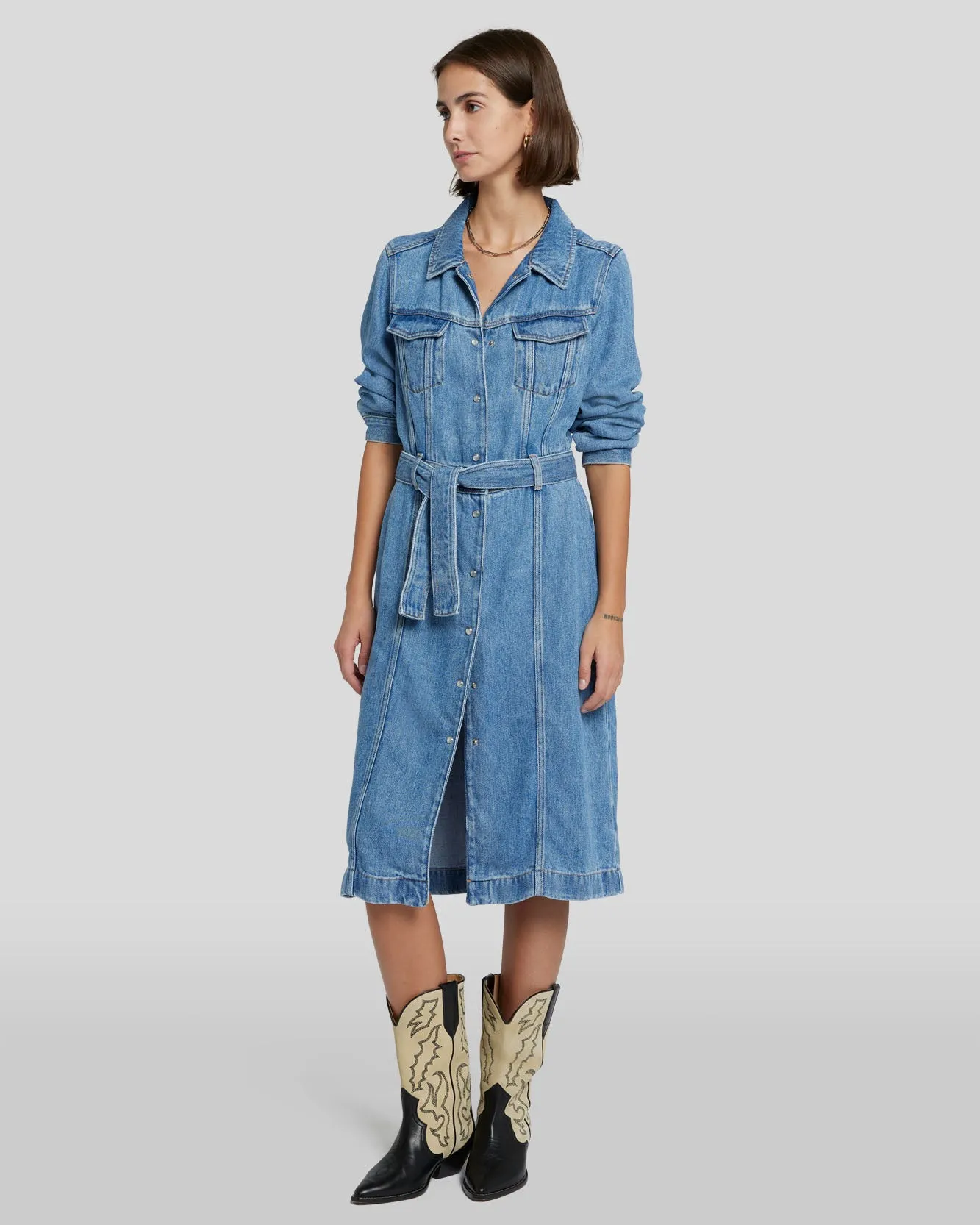 Denim Lustre Dress in Valentine sold by 7 For All Mankind product image thumbnail 2