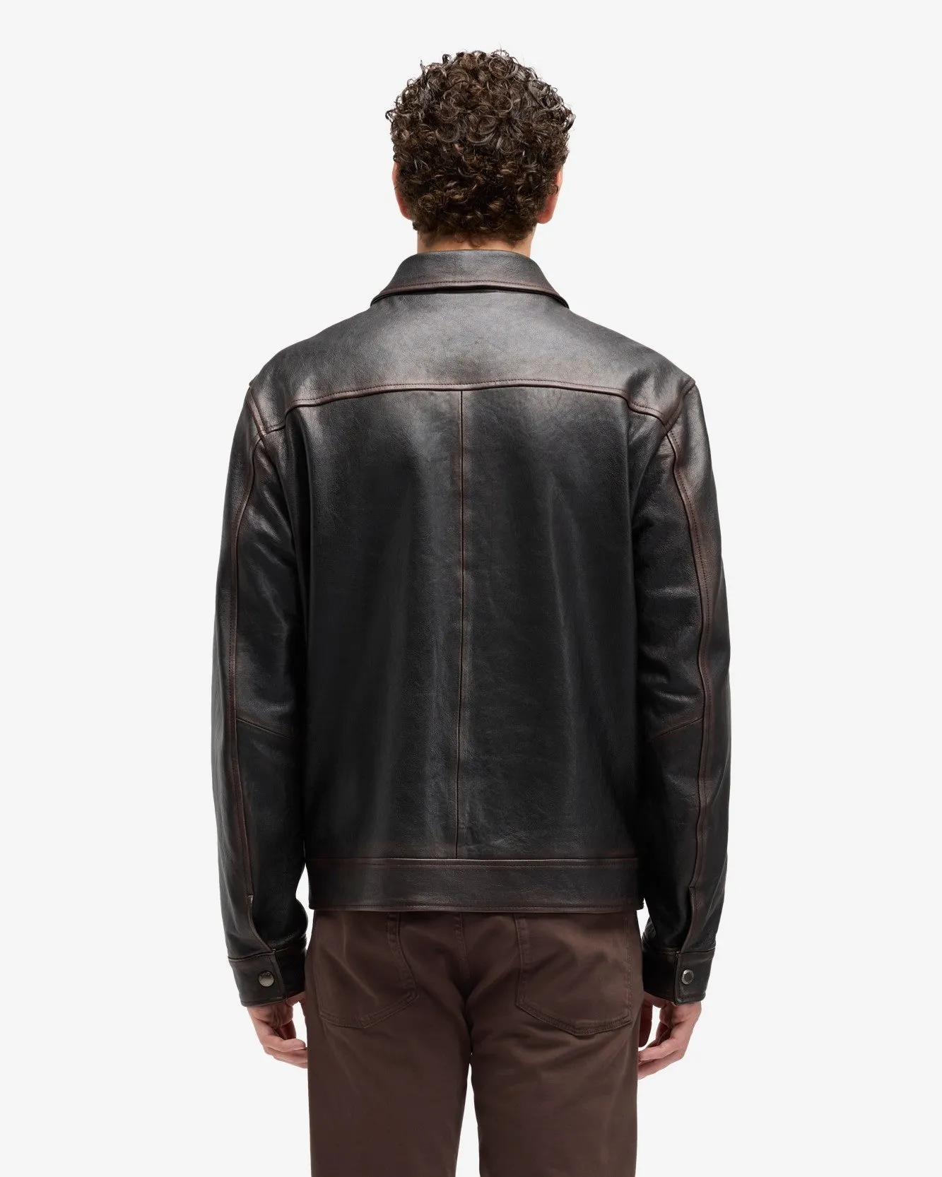 Leather Harrington Jacket in Vintage Leather sold by 7 For All Mankind product image thumbnail 5