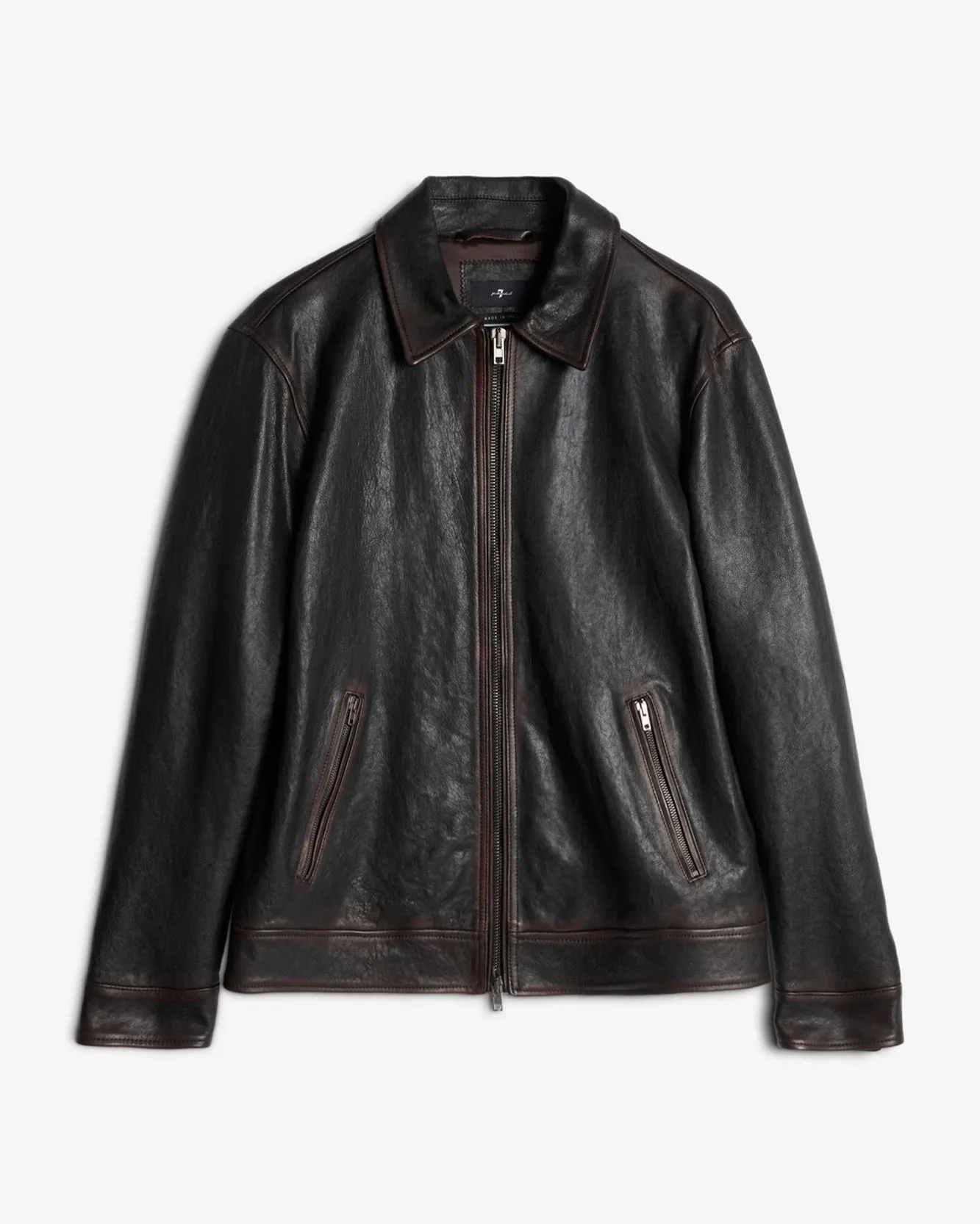 Leather Harrington Jacket in Vintage Leather sold by 7 For All Mankind