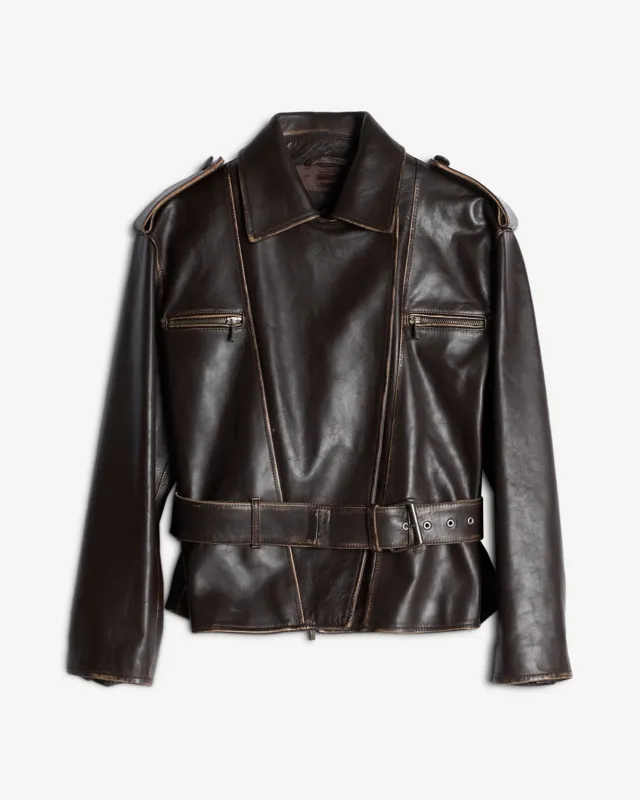 Leather Biker Jacket in Vintage Brown sold by 7 For All Mankind