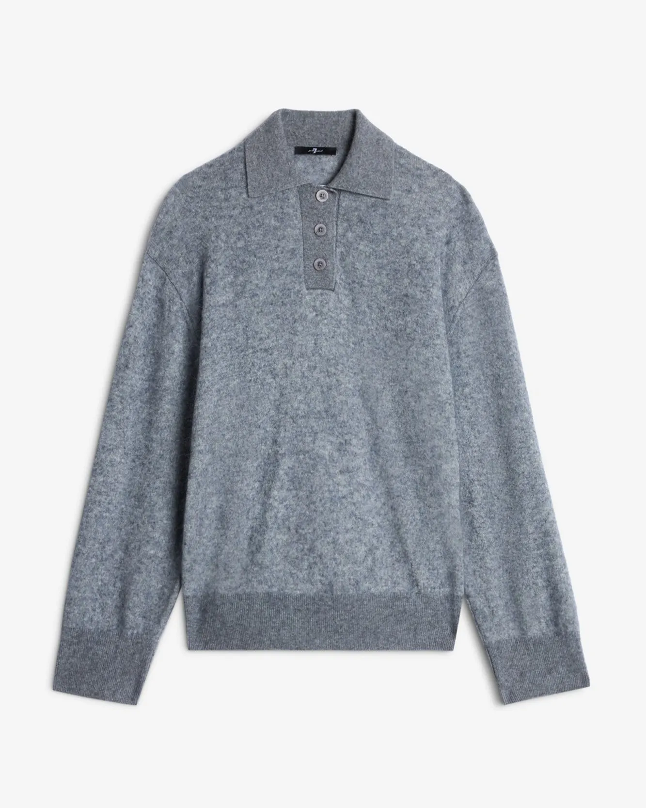 Cashmere Blend Fuzzy Polo Sweater in Grey sold by 7 For All Mankind