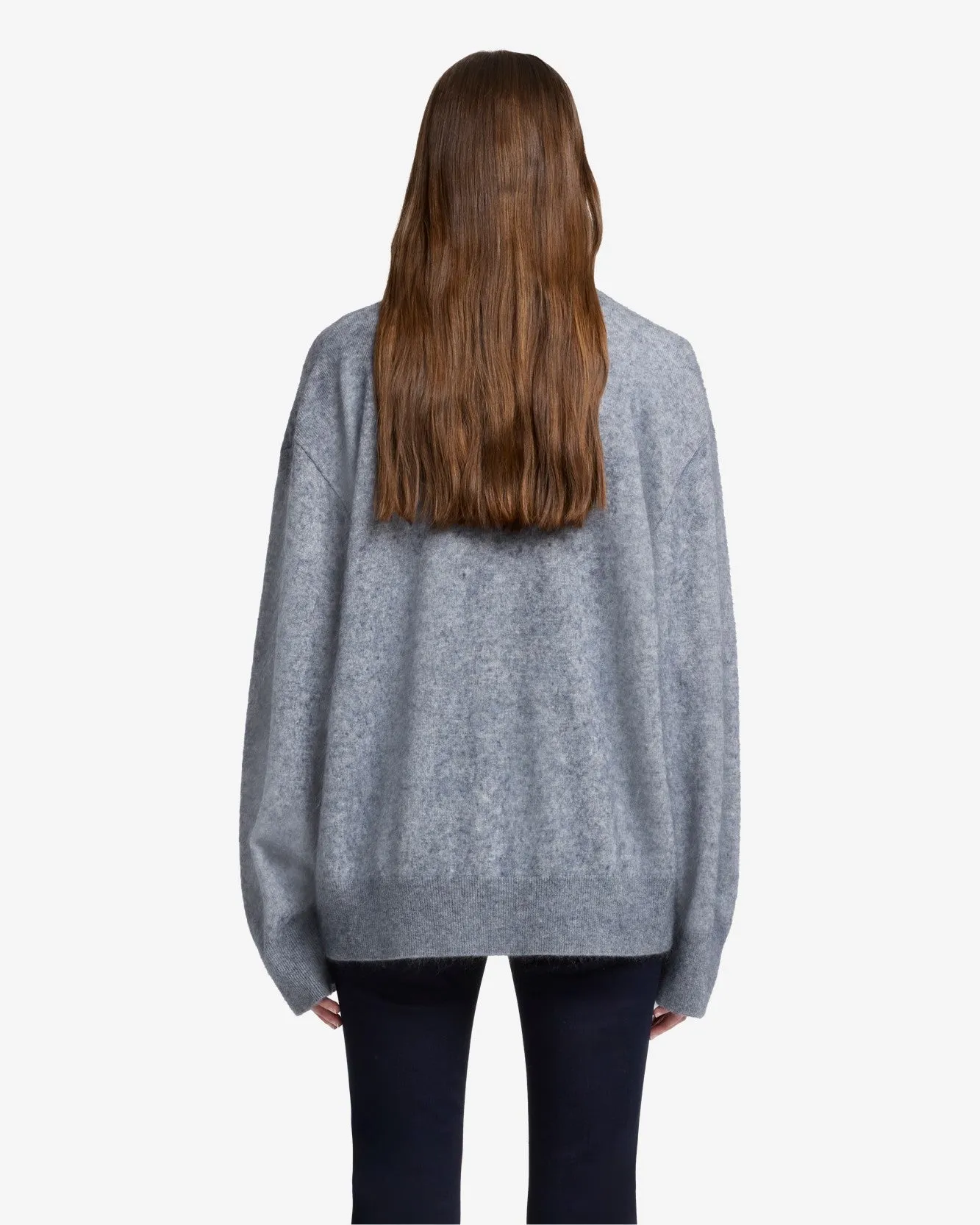 Cashmere Blend Fuzzy Polo Sweater in Grey sold by 7 For All Mankind product image thumbnail 5
