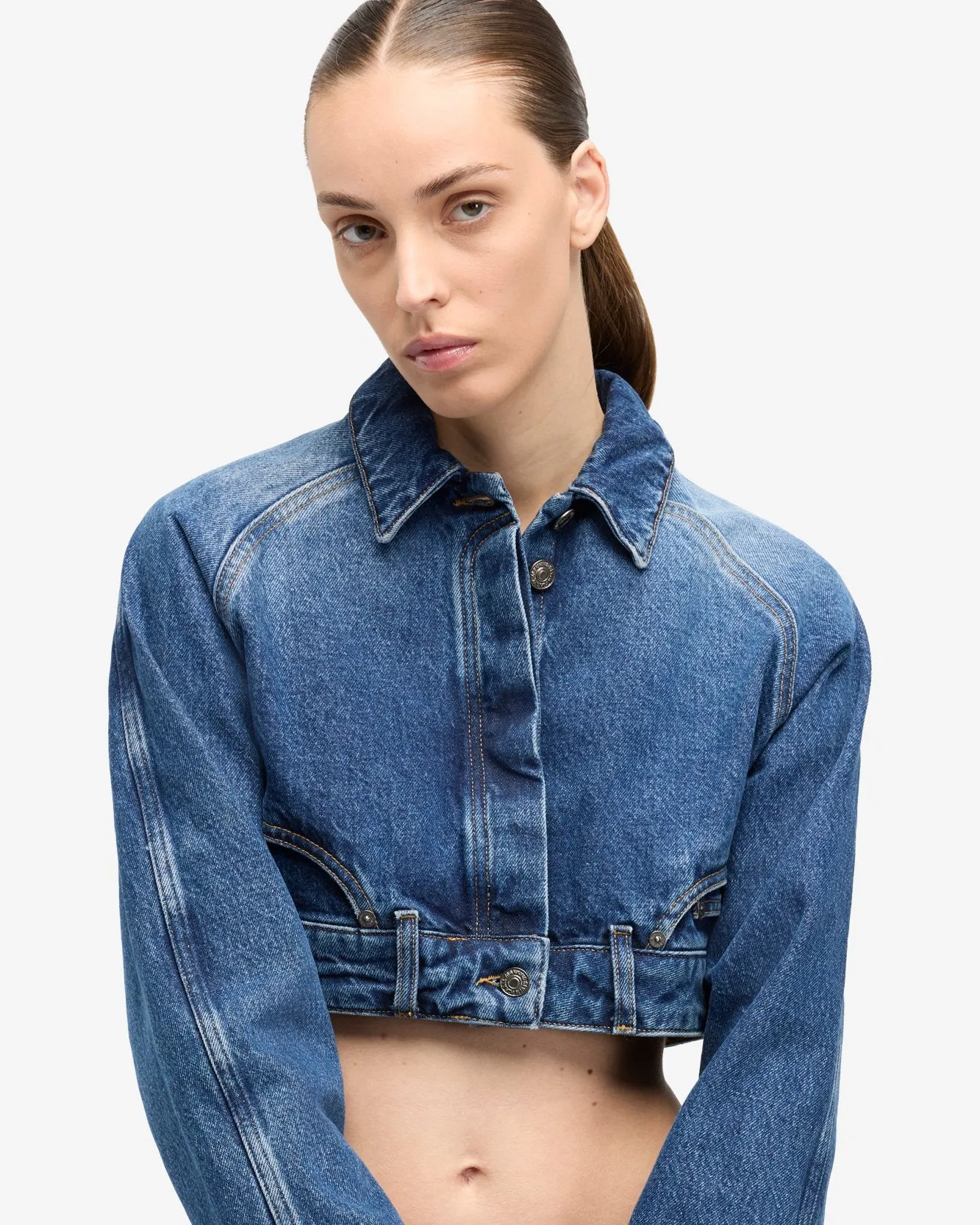 Denim Cropped Jacket in Waivy sold by 7 For All Mankind product image thumbnail 4