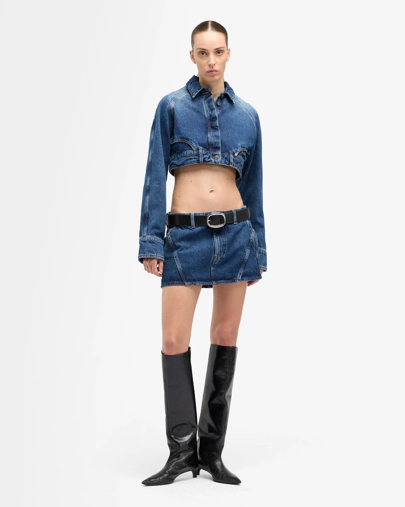 Denim Cropped Jacket in Waivy sold by 7 For All Mankind product image thumbnail 3